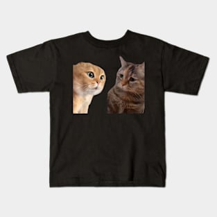 Two Cats Talking Meme, Cat Meme, Funny Cat Kids T-Shirt